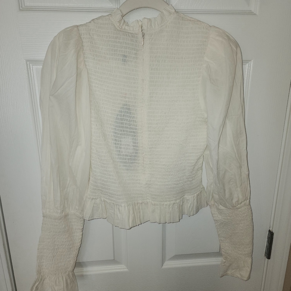 NWT Farm Rio Ruched puff sleeve ruffle top